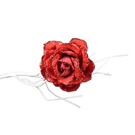 10cm Clip on Rose Flower Christmas Tree Decoration - Red