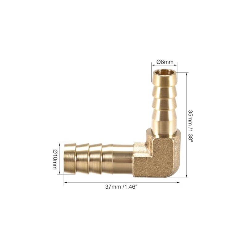 sourcing map Hose Adaptor 90 Degrees 10 mm to 8