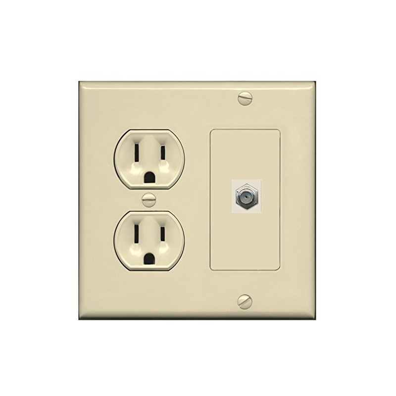 RiteAV (2 Gang Decorative) 15 Amp Round Power Outlet Coax