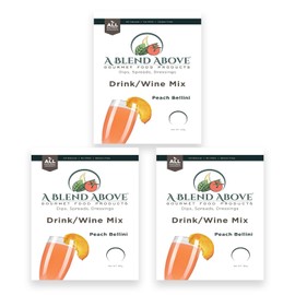 A Blend Above Peach Bellini Wine/Drink Mix - 3pack, Makes 1 Large Pitcher, 6 Drinks, Easy to Make, Alchohol Blend, Drink Mix, Wine Mix, All Natural, Gluten-Free, No Preservatives, No MSG, Refreshing Alchoholic Mixer, Perfect For Any Occasion, Party Favor