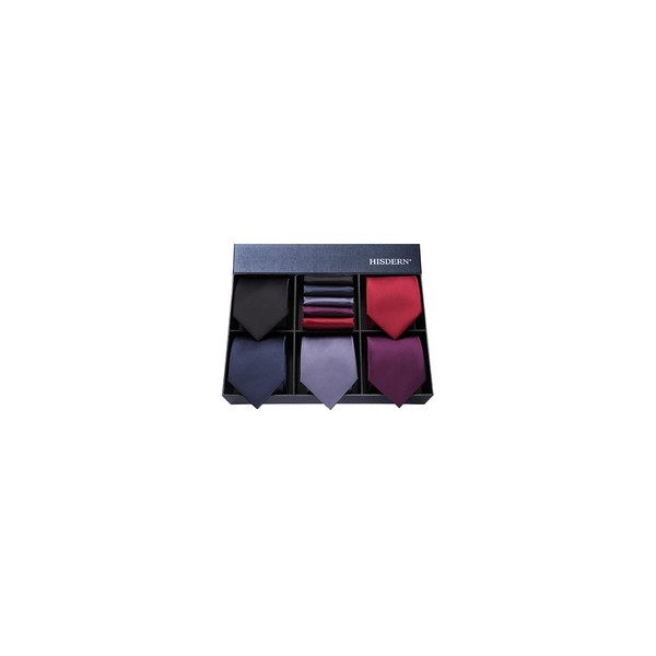 HISDERN TA5-01S Set of 5 Ties and Pocket Squares for