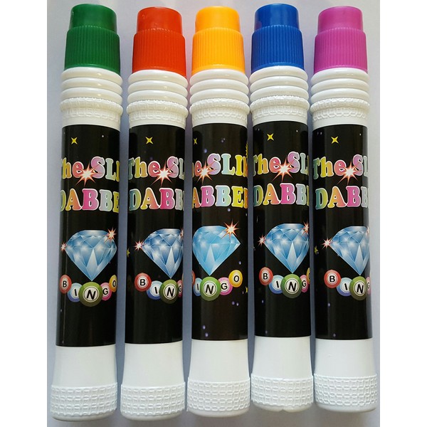 Crystals Pack of 12 slim bingo dabbers mixed colours - 20ml each