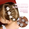 OUDQFCJ 10 Pieces White Mini Flower Hair Clips with Rhinestones,