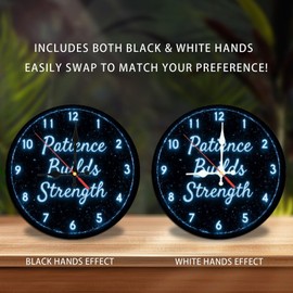 Lancholy Patience Builds Strength Motivational Clock Wall Decor 10-Inch Wooden Wall Clock, Silent Movement, Battery Operated (AA Batteries Not Included), Artistic Home Decor, Perfect for Home Accents
