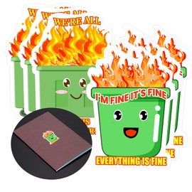8 Pack It's Fine I'm Everything is Fine Sticker Vinyl Stickers - 3 Inch Funny Fire Dumpster Sticker Inspiration Motivation Gift Decoration Laptop Labels Bumper Stickers