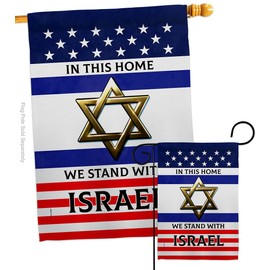 American Flag Stand with Israel Wall Banner Set Room Garden Flag Door House Outdoor Indoor Tapestry Yard Signs Poster Grandma Gifts Bandera de Israeli Front Yard Decor Jewish Decorations Made in USA