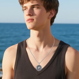 AXOMY Memento Mori Necklace 925 Sterling Silver Amor Fati Stoic Four Virtues Necklace Nature Jewelry Christmas Stoicism Gifts for Men Women