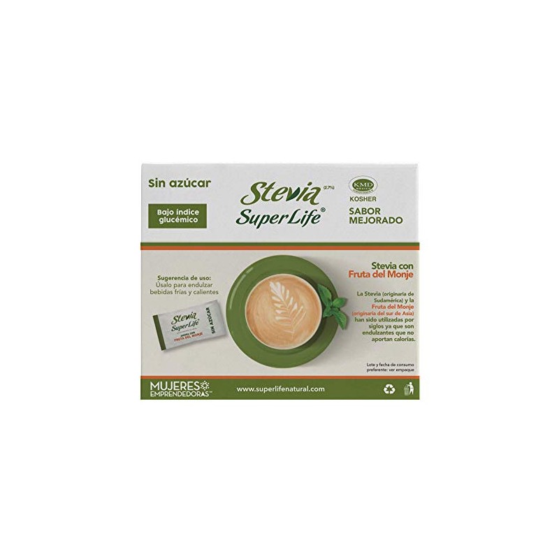 Stevia Super Life® Bio 90 Sobres Con Fruta del Monje