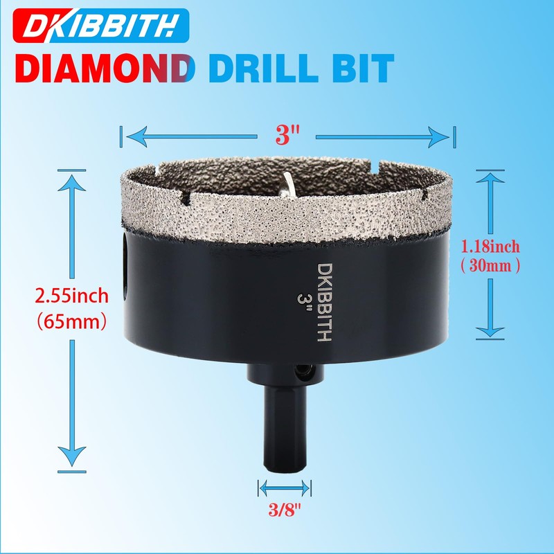 3" Diamond Hole-Saw Bits with Pilot Drill Bit 3 in