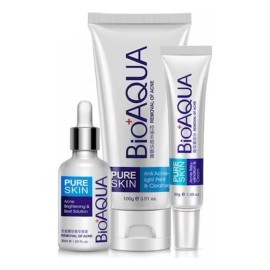 Set De 3 Pure Skin Bioaqua Retira Acne Espinillas Grasa