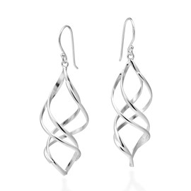 AeraVida Trendy 3D Spiral Sterling Silver Dangle Earrings | Classic Sterling Silver Dangle Earrings | Earrings for Women | Spiral Dangle Earrings