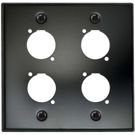 DIYTECH XLR Wall Plate Blank and XLR Panel Combo - Perfect for Professional Audio Setups in Studios, Theaters, and Conference Rooms - Easy to Install and Durable Design (4 Port Black)