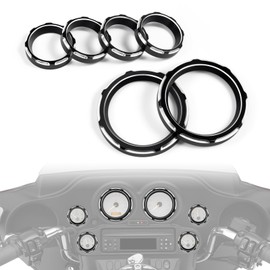 Amazicha 2” Burst Gauge Bezels Covers 4” Speedometer Tachometer Covers Bezels Trim Loop Kit Compatible for 1996-2013 Harley Davidson Touring Electra Glide Street Glide Road Glide Trike (6PCS)