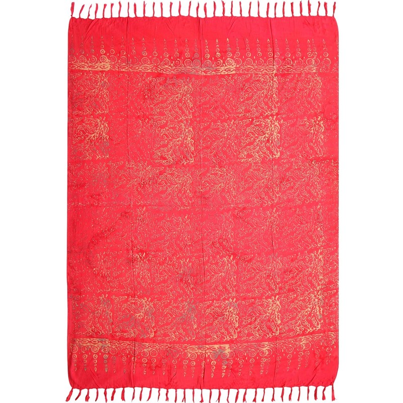 Sar78 Sarong Beach Towel Pareo Wrap Skirt Loop Stole Red