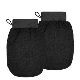 NASHRIO exfoliating Mitt(2 Pcs) for Shower, Gentle Viscose Fiber Scrubbing Gloves for Men and Women, Deep Pore Unclogging and Bath Massage Exfoliating Gloves