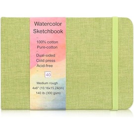 40 Sheets Watercolor Journal 4x6”, 140 lb/300 GSM Watercolor Sketchbook Cold Press Watercolor Paper Watercolor Notebook for Painting, Drawing