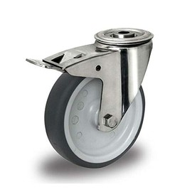 Transport Castors Stainless Steel 125 mm Swivel Castor with Brake Rubber Wheel Stainless Steel Wheels