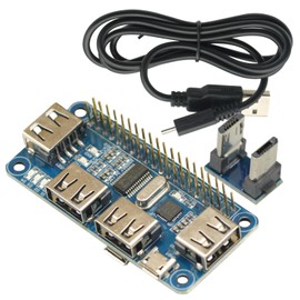 4 Ports USB HUB HAT for Raspberry Pi 3/2 / Zero W Extension Board USB to UART for Serial Debugging Compatible with USB2.0/1.0