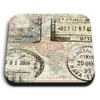 1 x Square MDF Fridge Magnet - World Map with