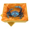 Kubla Craft Enameled Blue Crab Trinket Box, Accented with Austrian