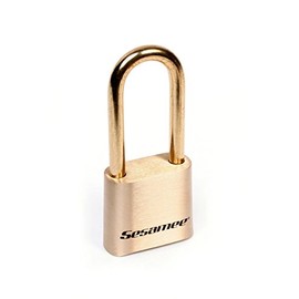 Sesamee K0437 4 Dial Bottom Resettable Combination Brass Padlock with 2-1/4-Inch Shackle and 10,000 Potential Combinations