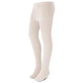 Zubii Girls Ribbed Cotton Tights, Soft and Comfortable, White (US, Numeric, 10, Regular, Regular, Linen)