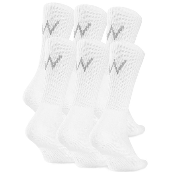 WANDER Men's Running Crew Socks 6 Pairs Cotton Athletic Socks for Men Cushion Half Performance Socks 8-12