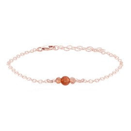 Sunstone Dainty Bracelet in 14k Rose Gold Fill