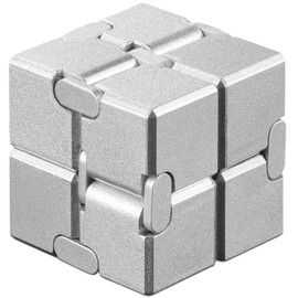 cocoriko Infinity Cube Stress Reliever Toy Infinity Cube Fidget Toy Hand Play Adults Kids Toys Killing Time and Increase Focus (Silver)