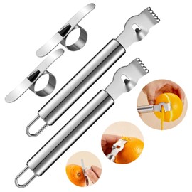 4 peladores de limón de acero inoxidable y naranja con cuchillo de canal, accesorios de cocina, cuchillo para utensilios de cocina