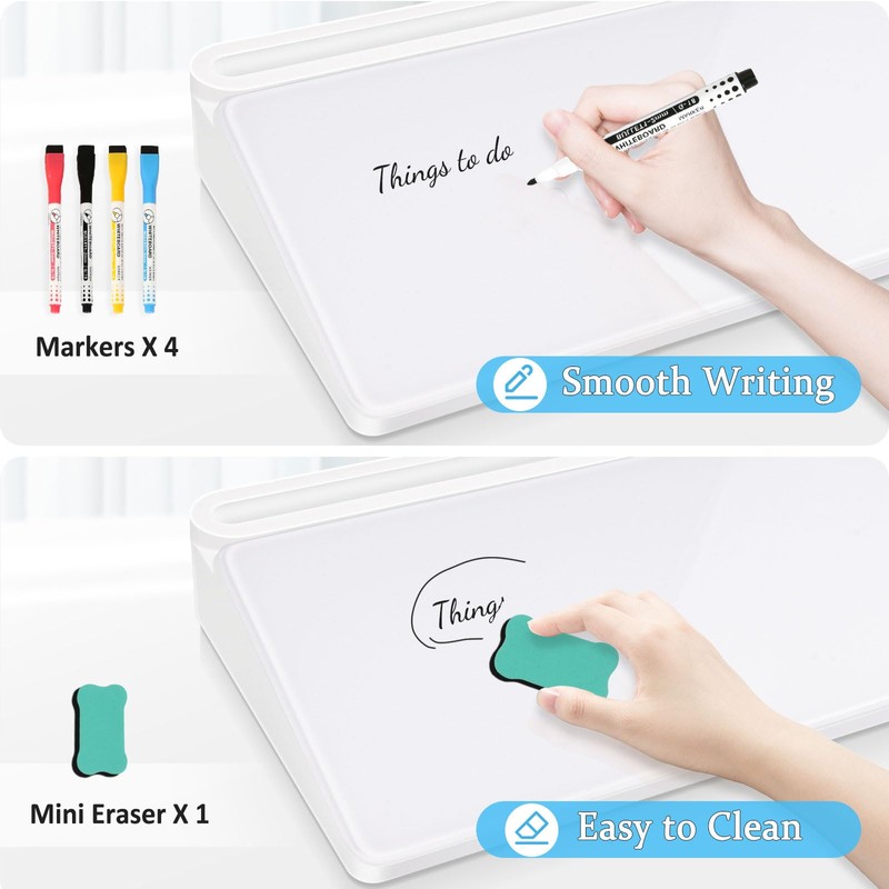 DOLLAR BOSS Glass Desk Whiteboard Small Dry Erase Board Desktop