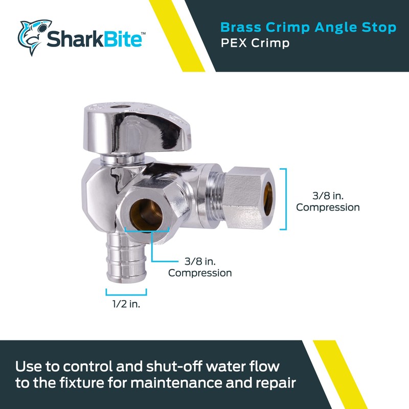 SharkBite 1/2 x 3/8 x 3/8 Inch OD Compression Angle