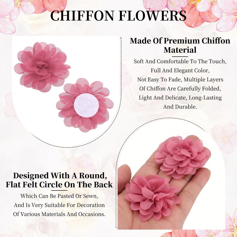 PATIKIL Chiffon Flowers, 20Pcs 2" Sewing Fabric Flower Appliques Embellishments
