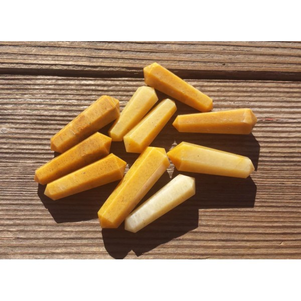 NATURAL GOLDEN QUARTZ DOUBLE TERMINATED GEMSTONE CRYSTAL PENCIL POINT (ONE)