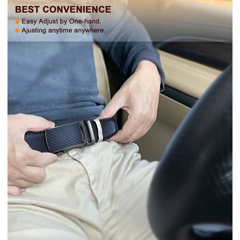 KEMISANT Men's Leather Belt Ratchet Automatic Buckle for Men Business