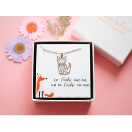 Precious Cut Necklace Foxy 925 Silver Rose Gold Fox Fox Chain Gift, Silver