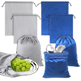 Aiyorse 8 Pcs Silver Storage Bags, Anti Tarnish Silver Storage Pouches Extra Large Fabric Silverware Protection Bags for Jewelry, Flatware, Trays (12.6×15.8in,19.3×23.6in)