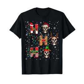 Ho Ho Ho Santa Hat Elf Matching Russell Terrier Dog Xmas T-Shirt