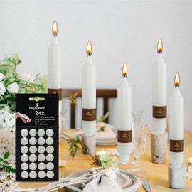 Gedengni Taper Candle Wax Dots - 24pcs Spiral Candle Sticky Dots White Candle Adapter Small Candles Adhesive,Soft Wax for Any Candle Holder Accessories-White