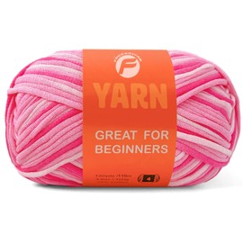 FREEASYFAR 3.5Oz/120 yds Beginner Easy Yarn, Crochet & Knitting Yarn for Beginners with Easy-to-See Stitches, Worsted-Weight Medium #4;Cotton Blend Yarn for Amigurumi DIY(Strawberry,1 Skein)