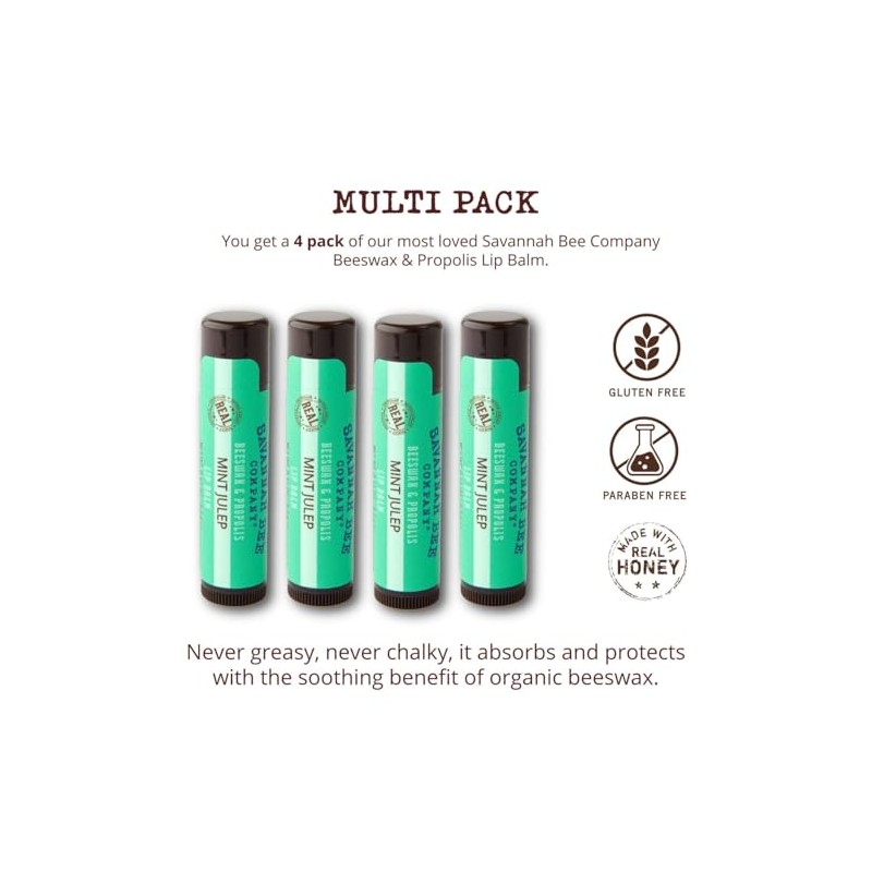 Savannah Bee Company Mint Julep Lip Balm, 0.15 onzas (paquete