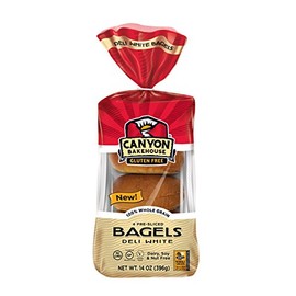 Canyon Bakehouse Deli White Bagels, Gluten Free Bagels, 100% Whole Grain, Fresh, 4 Count