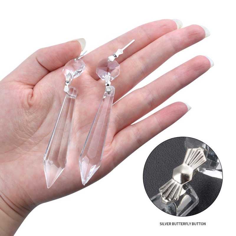 20 Pieces Clear Chandelier Crystals, 63mm Replacement Crystal Icicle Prisms