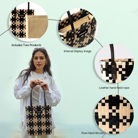 cocoglow Women's woven tote bag，PP eco-friendly bag,Large Tote Bag，Trendy Travel Tote Bag，Handbag，Top-Handle，Shoulder Bags