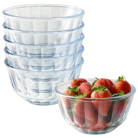Freshmage 6 Pack Soup/Cereal Bowls Set, Extra Thick and Anti Resistant, 26oz Round Glass Diamond Cutting Kitchen Bowls, Microwave/Freezer/Dishwasher safe