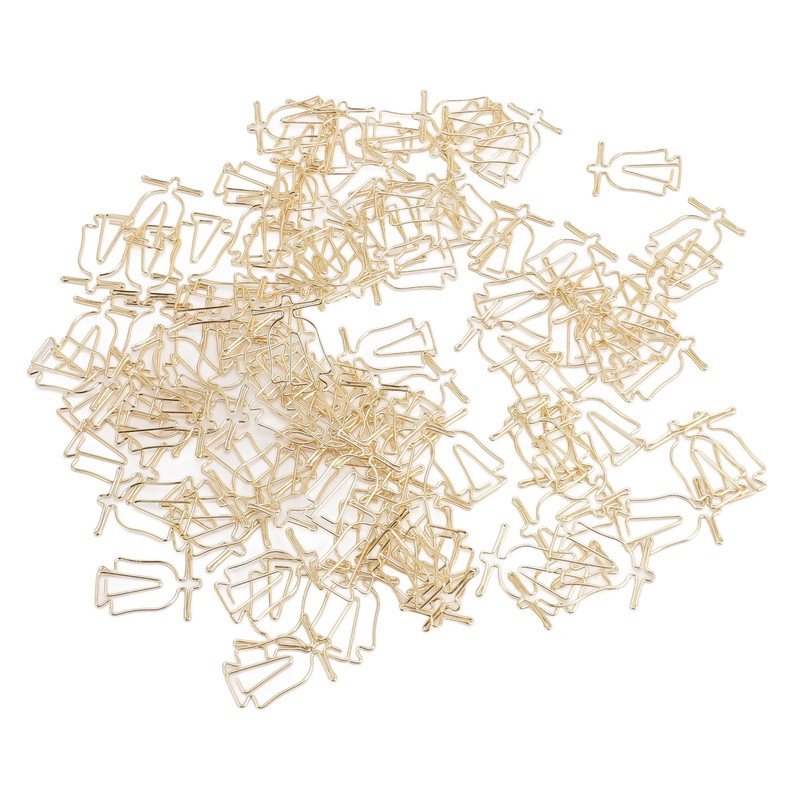 100Pcs Gold Paper Clips Cute Shape Stainless Steel Multifunction Metal