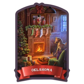 Die Cut Sticker Oklahoma, Christmas Morning, Vinyl Sticker 1 to 3 inches (Waterproof Decal for Cars, Water Bottles, Laptops, Coolers), Small