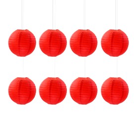 Vastsea Pack of 8 Red Paper Lantern, Lampshade Round Red Paper Lantern, Lantern Decoration, Suitable for Party, Paper Lamps Party & Wedding (Red, 11.8 Inches)