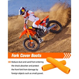 NACORE Motorcycle Fork Cover Boots Universal Front Shock Tube Absorber Guard Dust Boots For Most Dirt Pit Bike, NEON ORANGE