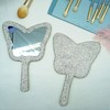 Frinnovan Rhinestone Mirror Handheld Butterfly Shaped Bling Lashes Hand Mirrors